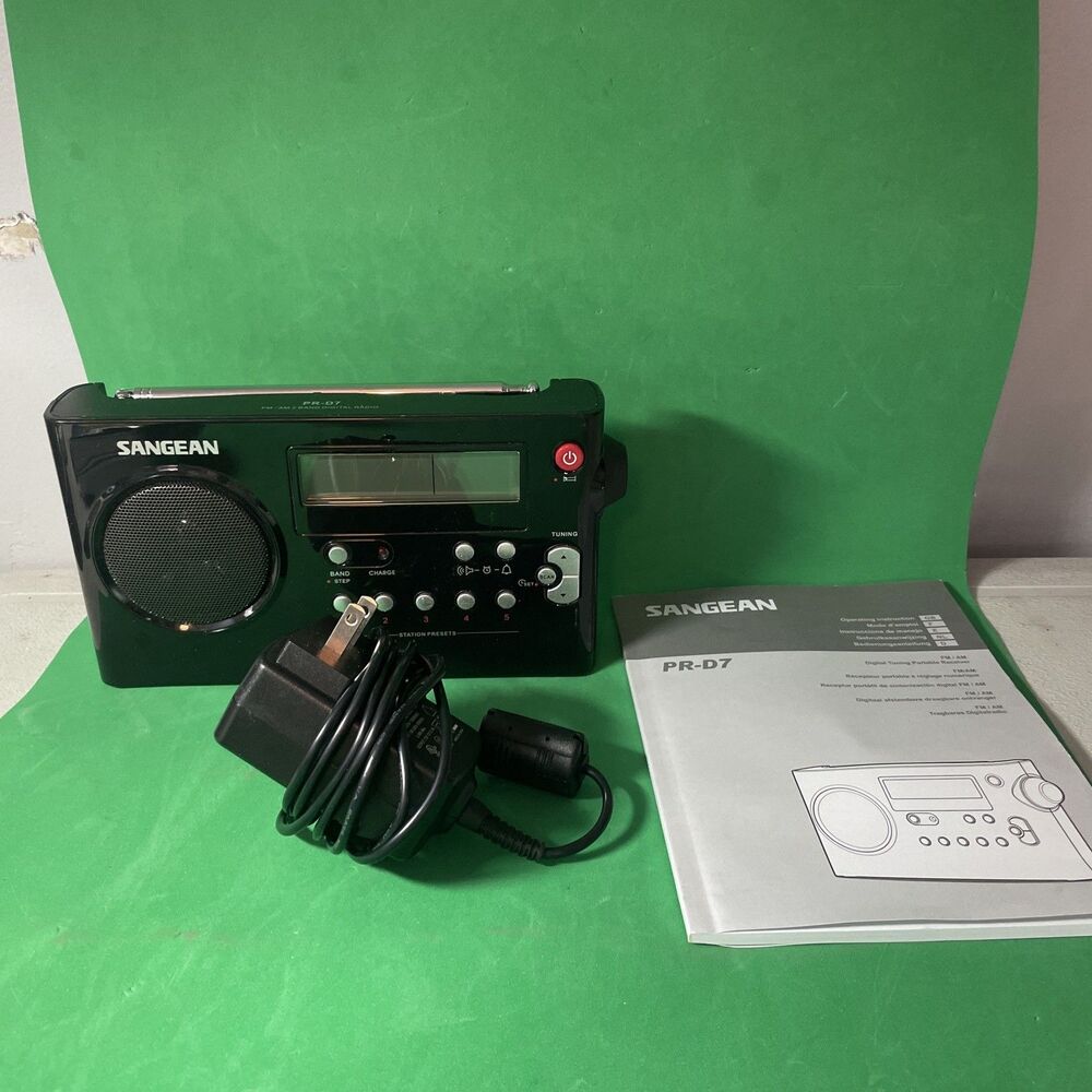 SANGEAN PR-D7 AM/FM RADIO BLACK DIGITAL TUNER WORKING CLEAN